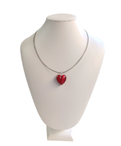 Κολιέ από αυθεντικό γυαλί Μουράνο σε σχήμα καρδιάς κόκκινο