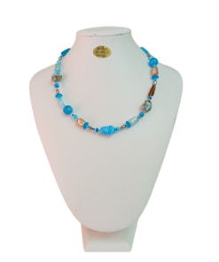 Χειροποίητο Κολιέ από αυθεντικό γυαλί Μουράνο τουρκουάζ