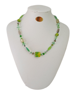 Χειροποίητο Κολιέ από αυθεντικό γυαλί Μουράνο πράσινο