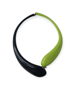 Φυσητό Κολιέ από αυθεντικό γυαλί Μουράνο σε χρώμα μαύρο - πράσινο