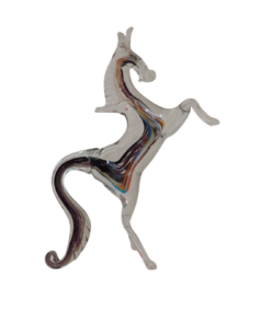 Διακοσμητικό Άλογο από αυθεντικό γυαλί Μουράνο μαύρο με λευκό