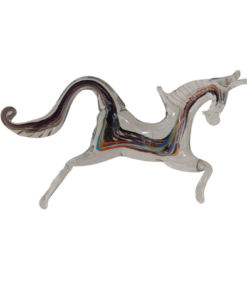 Alternative view of Διακοσμητικό Άλογο από αυθεντικό γυαλί Μουράνο μαύρο με λευκό