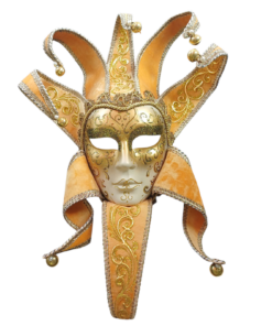 Χειροποίητη Μάσκα Βενετίας σε χρυσό χρώμα με ασημί λεπτομέρειες